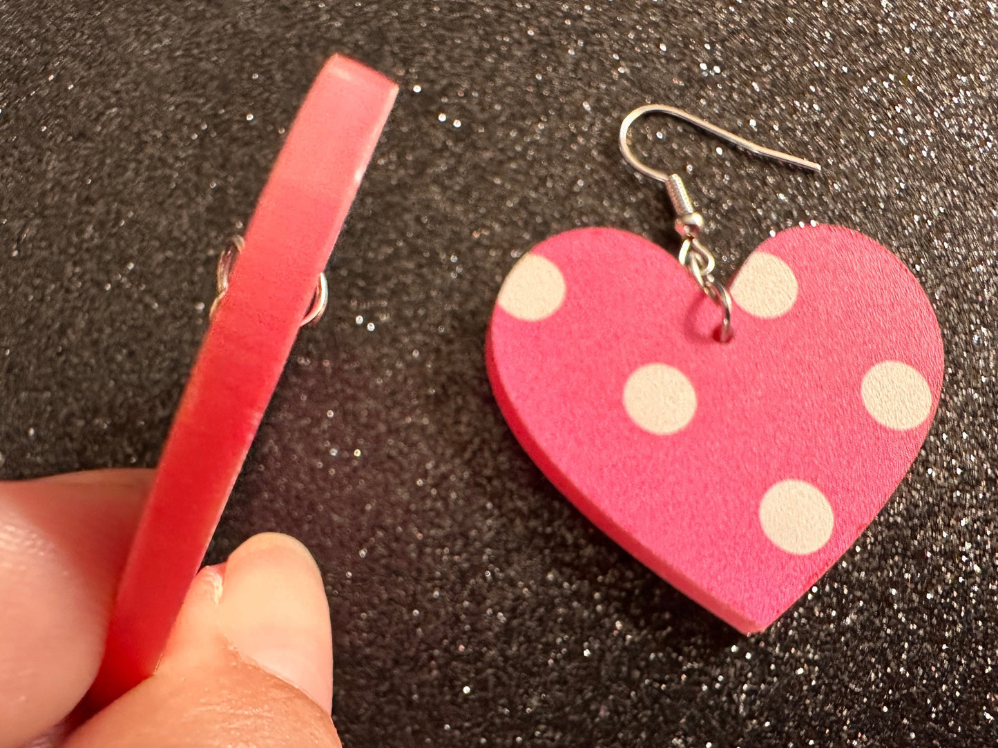 Pink Polka Dot Earrings: Laser Cut Acrylic Earrings, Pink Earrings, Princess, Pink and White Polka Dot Design, Best Gifts for Her/Him/Them