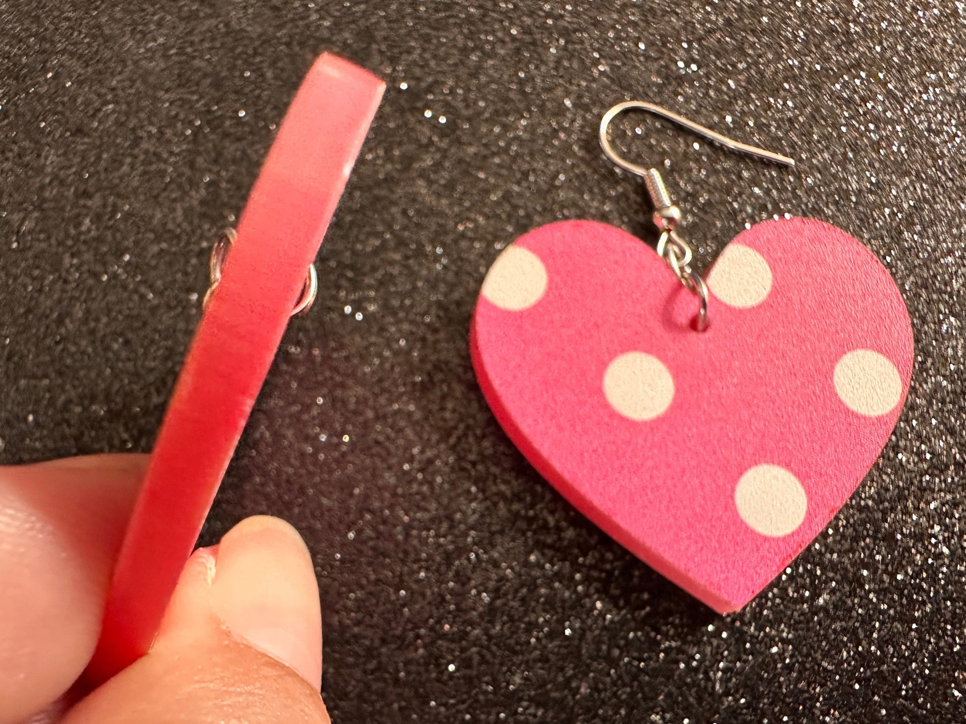 Pink Polka Dot Earrings: Laser Cut Acrylic Earrings, Pink Earrings, Princess, Pink and White Polka Dot Design, Best Gifts for Her/Him/Them