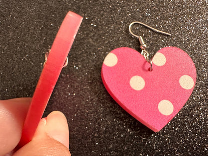 Pink Polka Dot Earrings: Laser Cut Acrylic Earrings, Pink Earrings, Princess, Pink and White Polka Dot Design, Best Gifts for Her/Him/Them