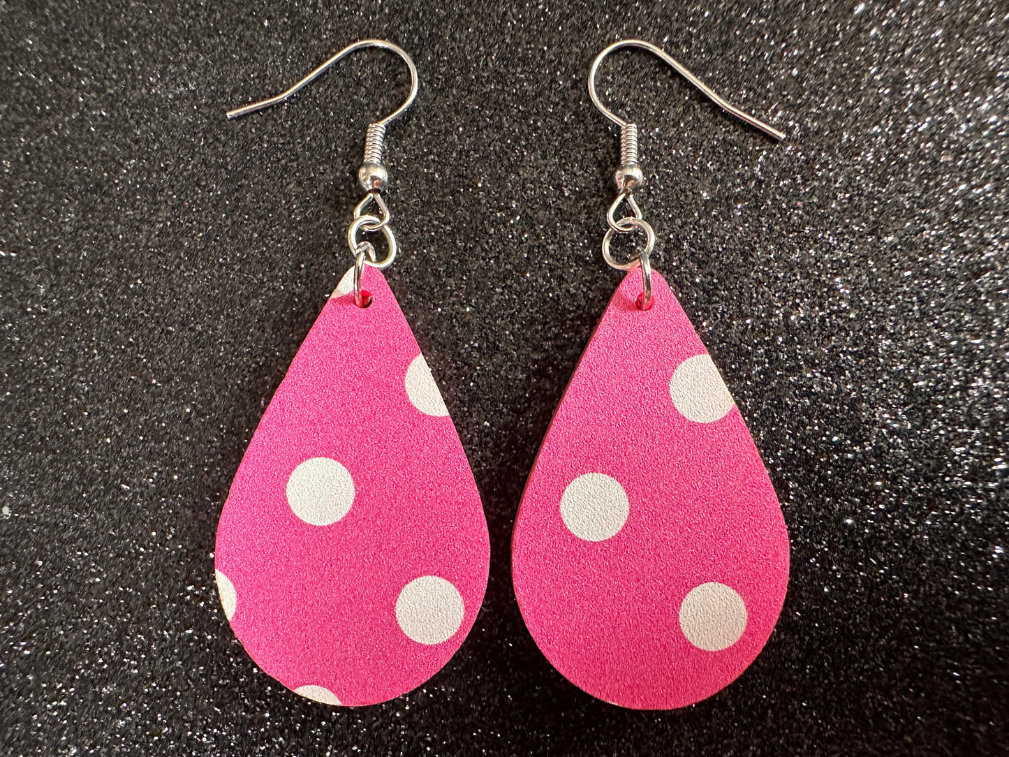 Pink Polka Dot Earrings: Laser Cut Acrylic Earrings, Pink Earrings, Princess, Pink and White Polka Dot Design, Best Gifts for Her/Him/Them