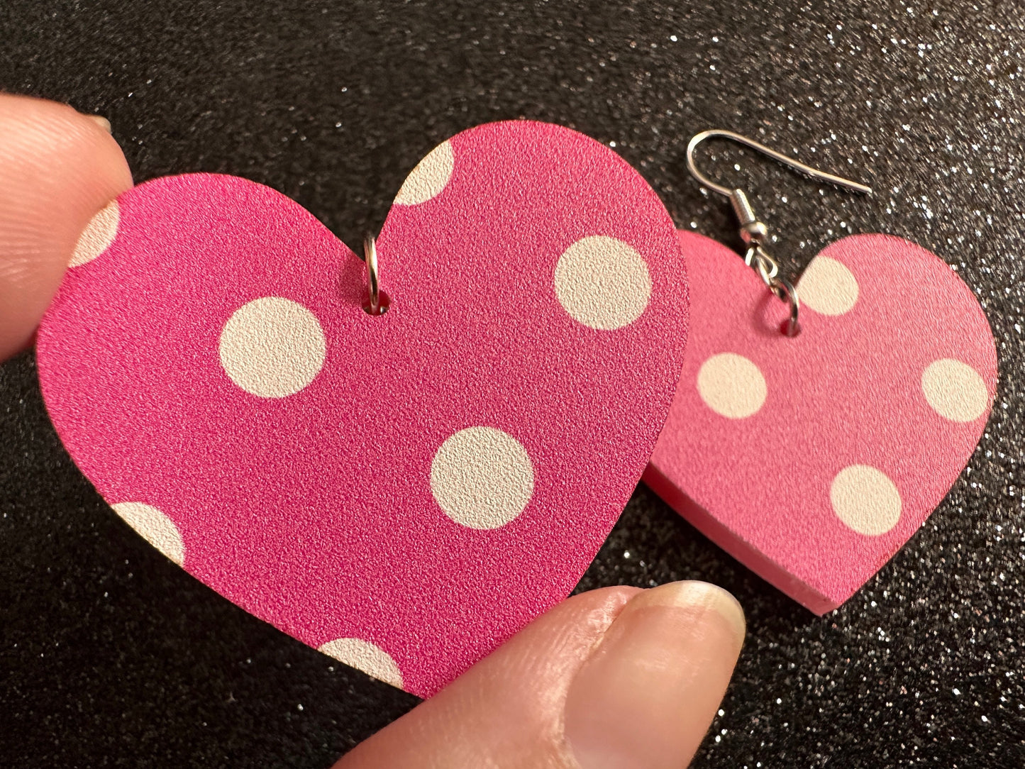Pink Polka Dot Earrings: Laser Cut Acrylic Earrings, Pink Earrings, Princess, Pink and White Polka Dot Design, Best Gifts for Her/Him/Them