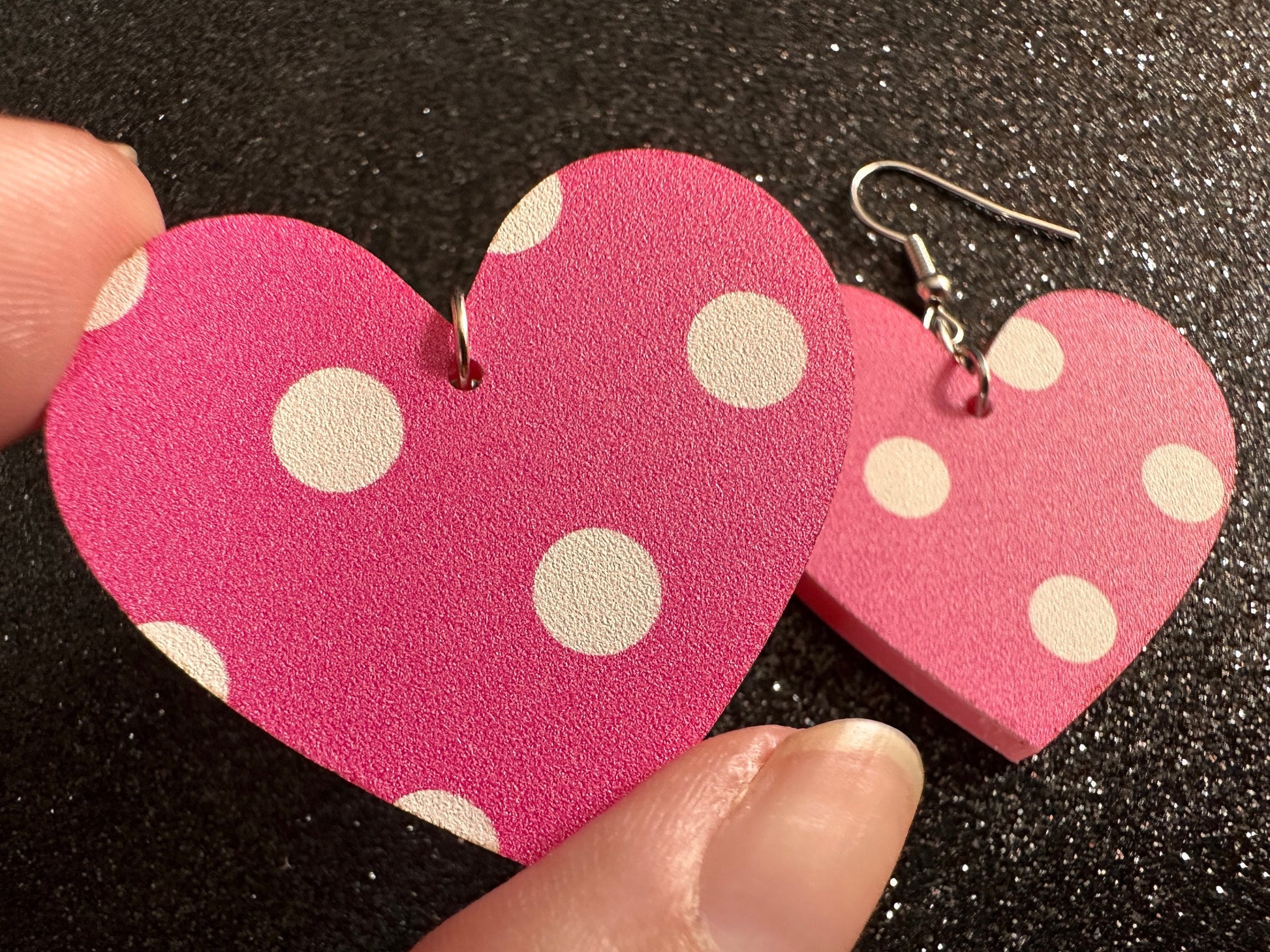 Pink Polka Dot Earrings: Laser Cut Acrylic Earrings, Pink Earrings, Princess, Pink and White Polka Dot Design, Best Gifts for Her/Him/Them