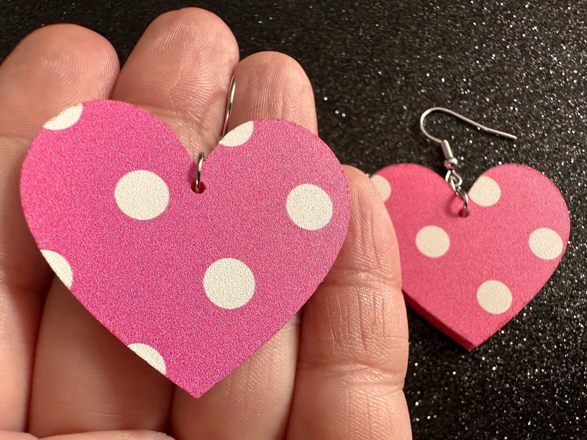 Pink Polka Dot Earrings: Laser Cut Acrylic Earrings, Pink Earrings, Princess, Pink and White Polka Dot Design, Best Gifts for Her/Him/Them