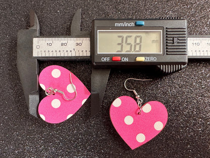 Pink Polka Dot Earrings: Laser Cut Acrylic Earrings, Pink Earrings, Princess, Pink and White Polka Dot Design, Best Gifts for Her/Him/Them