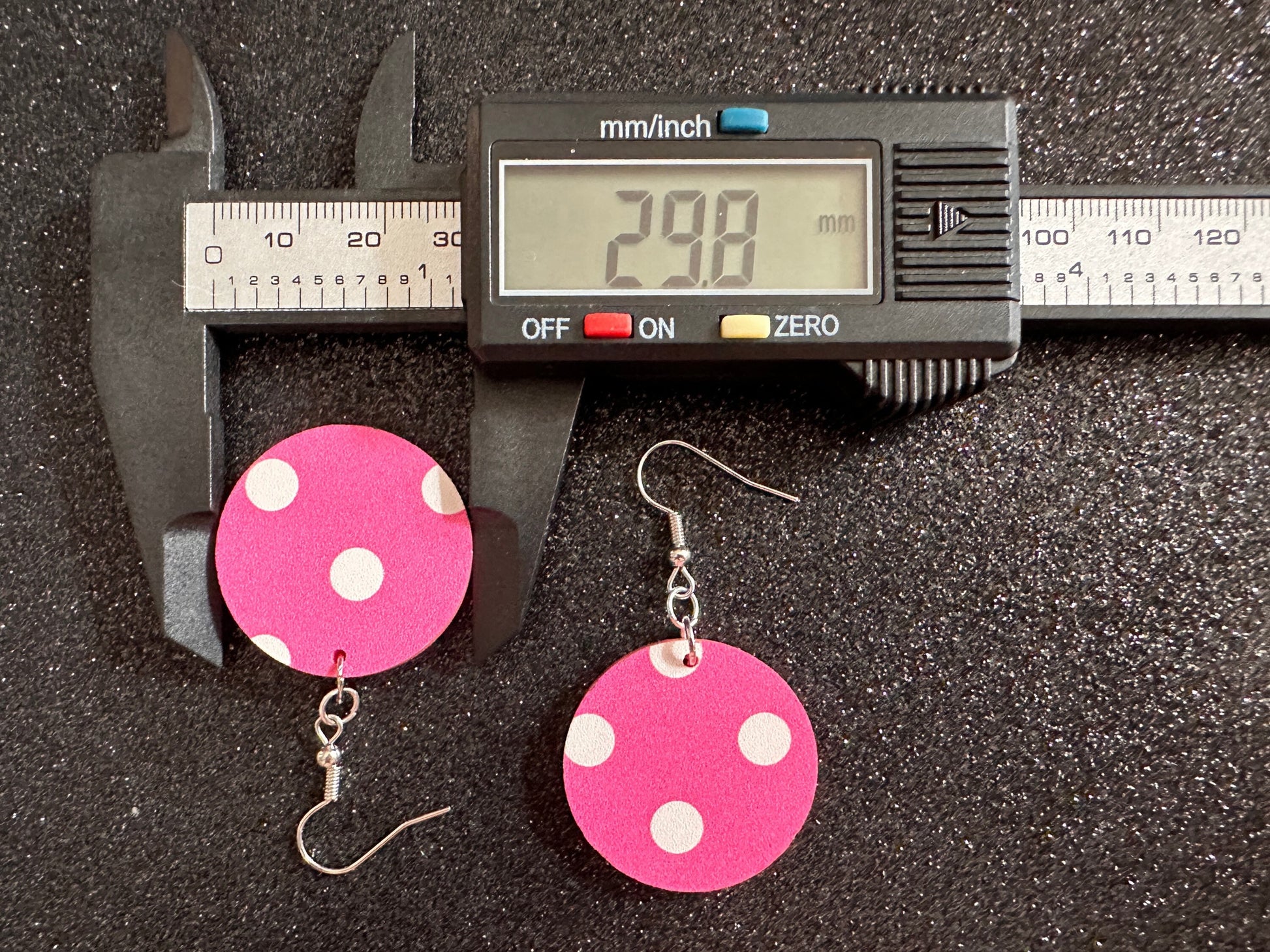 Pink Polka Dot Earrings: Laser Cut Acrylic Earrings, Pink Earrings, Princess, Pink and White Polka Dot Design, Best Gifts for Her/Him/Them