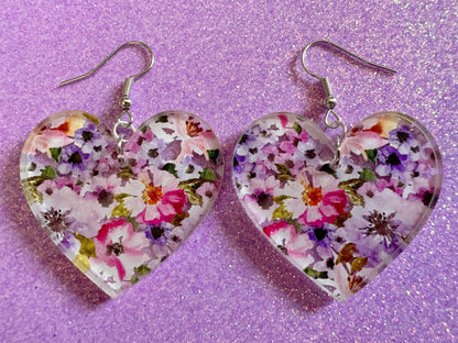 Pink & Purple Earrings: Laser Cut Acrylic Flowers, Floral, Flowers, Plants, Gardening, Summer Vibes, Bouquet, Best Gifts for Her/Him/Them