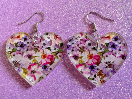 Pink & Purple Earrings: Laser Cut Acrylic Flowers, Floral, Flowers, Plants, Gardening, Summer Vibes, Bouquet, Best Gifts for Her/Him/Them