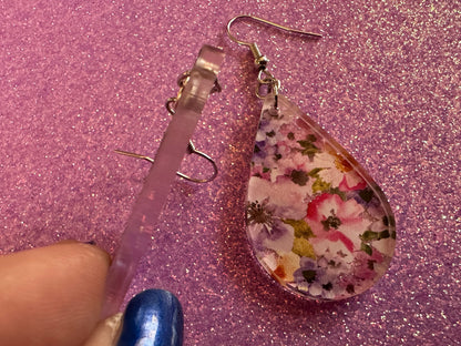 Pink & Purple Earrings: Laser Cut Acrylic Flowers, Floral, Flowers, Plants, Gardening, Summer Vibes, Bouquet, Best Gifts for Her/Him/Them