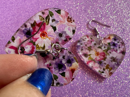 Pink & Purple Earrings: Laser Cut Acrylic Flowers, Floral, Flowers, Plants, Gardening, Summer Vibes, Bouquet, Best Gifts for Her/Him/Them