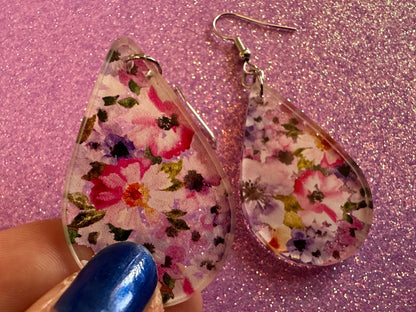 Pink & Purple Earrings: Laser Cut Acrylic Flowers, Floral, Flowers, Plants, Gardening, Summer Vibes, Bouquet, Best Gifts for Her/Him/Them