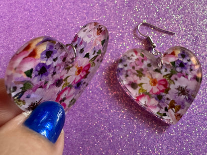 Pink & Purple Earrings: Laser Cut Acrylic Flowers, Floral, Flowers, Plants, Gardening, Summer Vibes, Bouquet, Best Gifts for Her/Him/Them