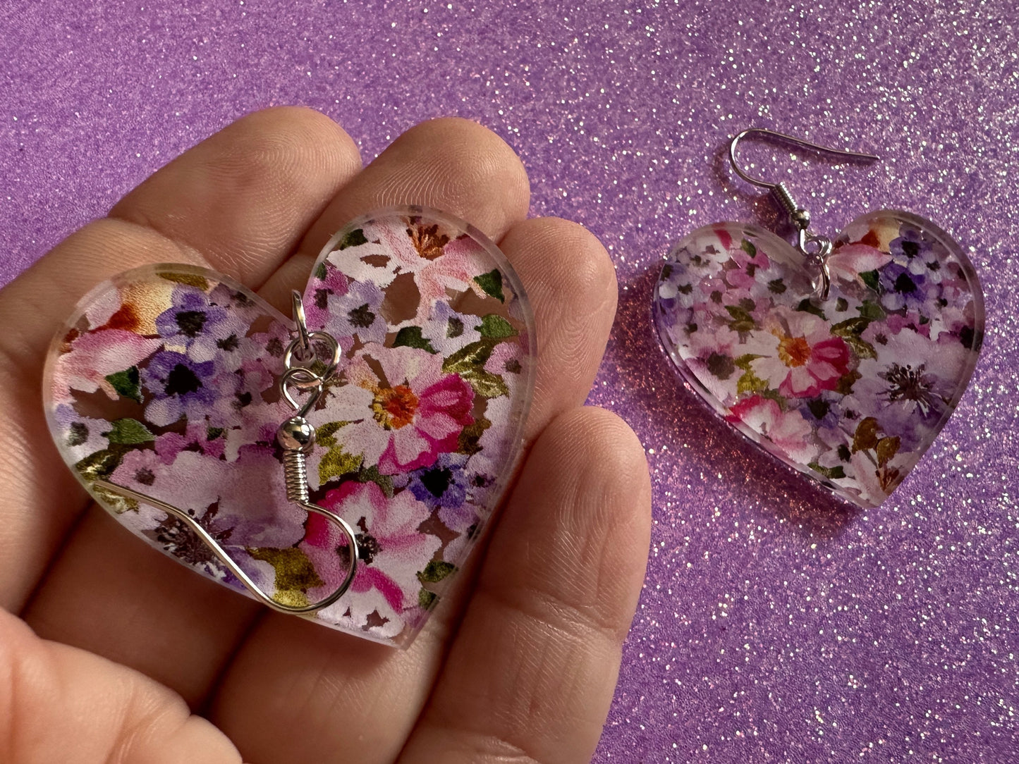 Pink & Purple Earrings: Laser Cut Acrylic Flowers, Floral, Flowers, Plants, Gardening, Summer Vibes, Bouquet, Best Gifts for Her/Him/Them