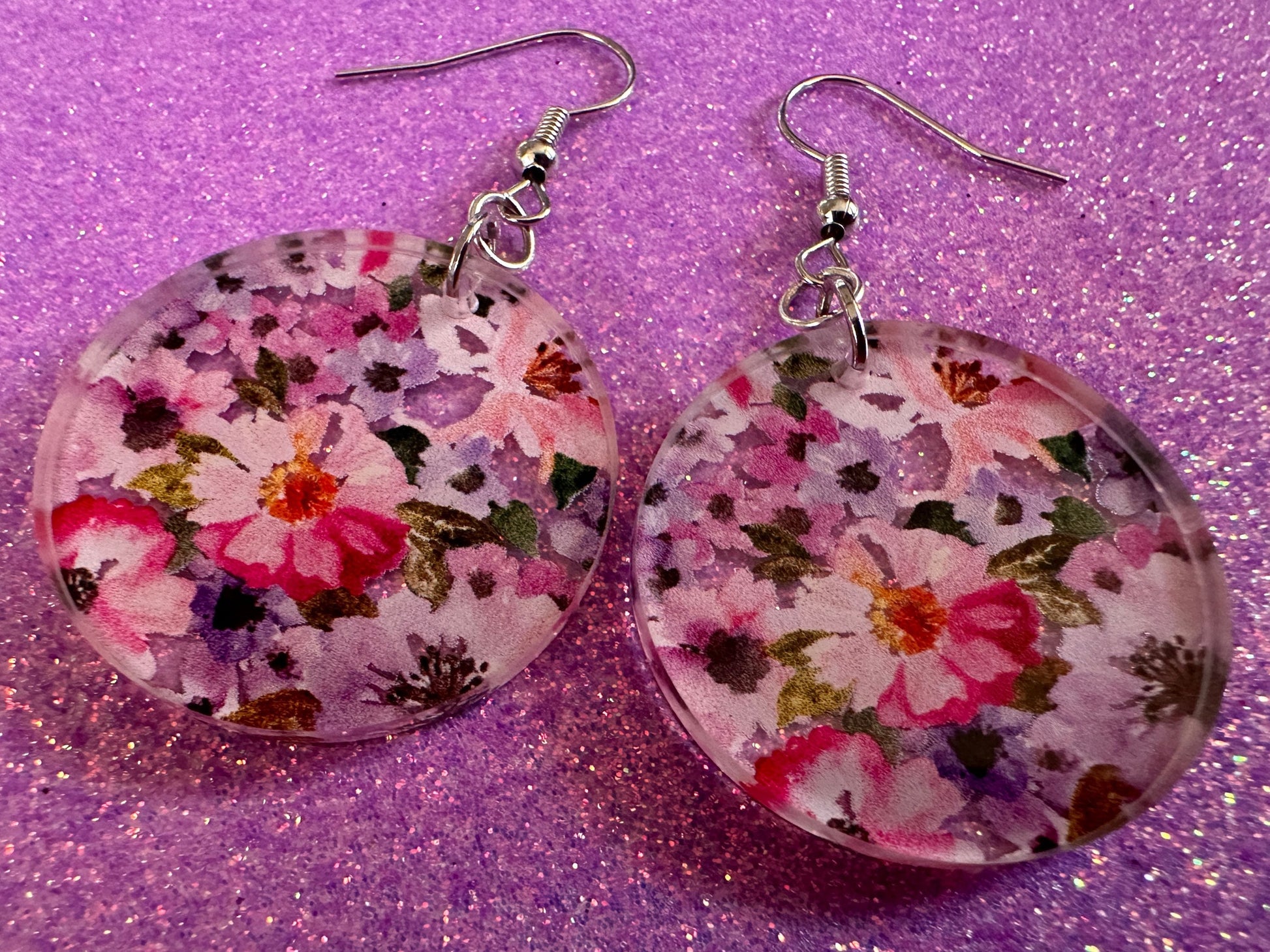 Pink & Purple Flower Earrings: Laser Cut Acrylic Flowers, Floral, Plants, Gardening, Summer Vibes, Bouquet, Best Gifts for Her/Him/Them