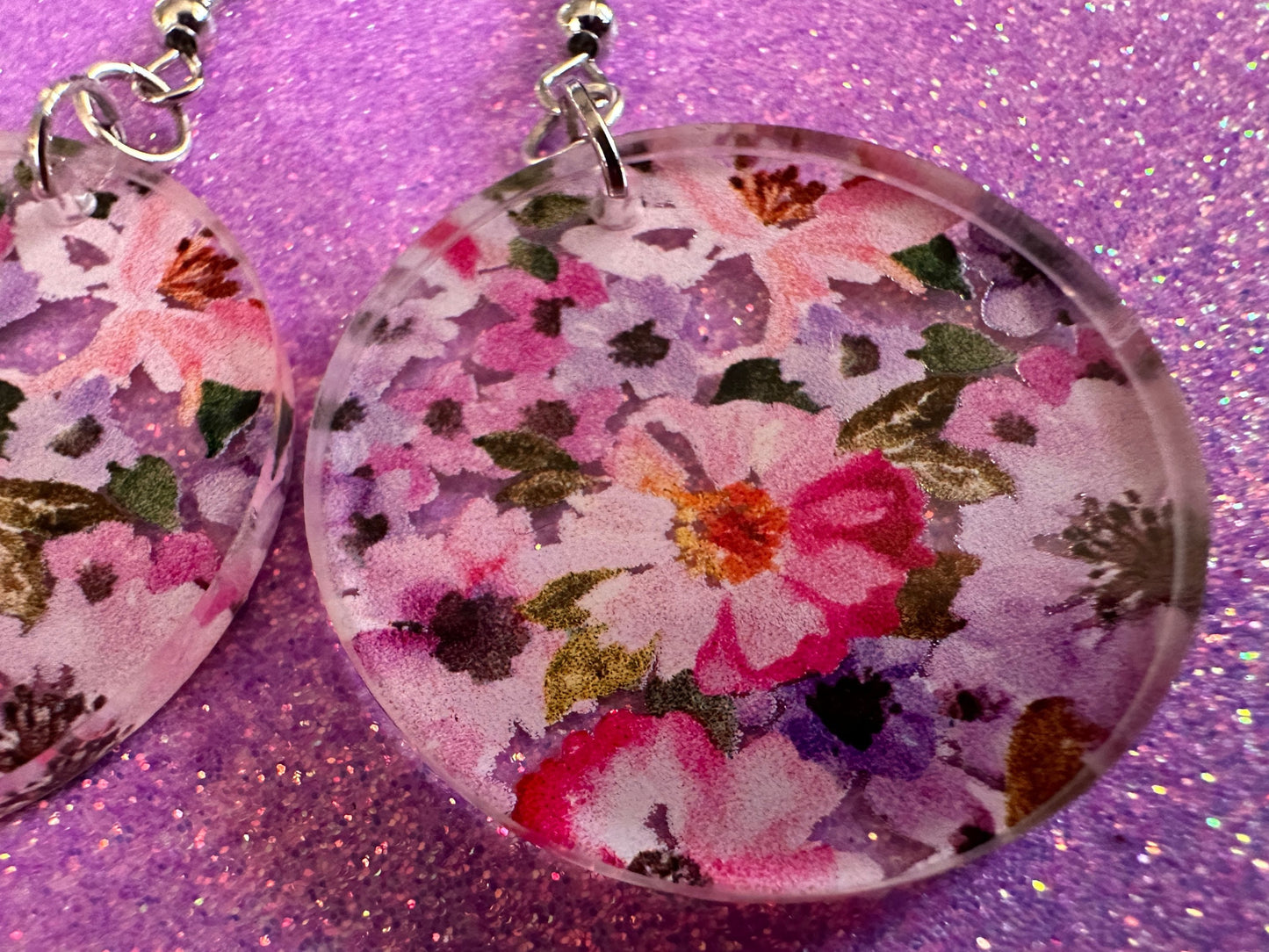 Pink & Purple Flower Earrings: Laser Cut Acrylic Flowers, Floral, Plants, Gardening, Summer Vibes, Bouquet, Best Gifts for Her/Him/Them