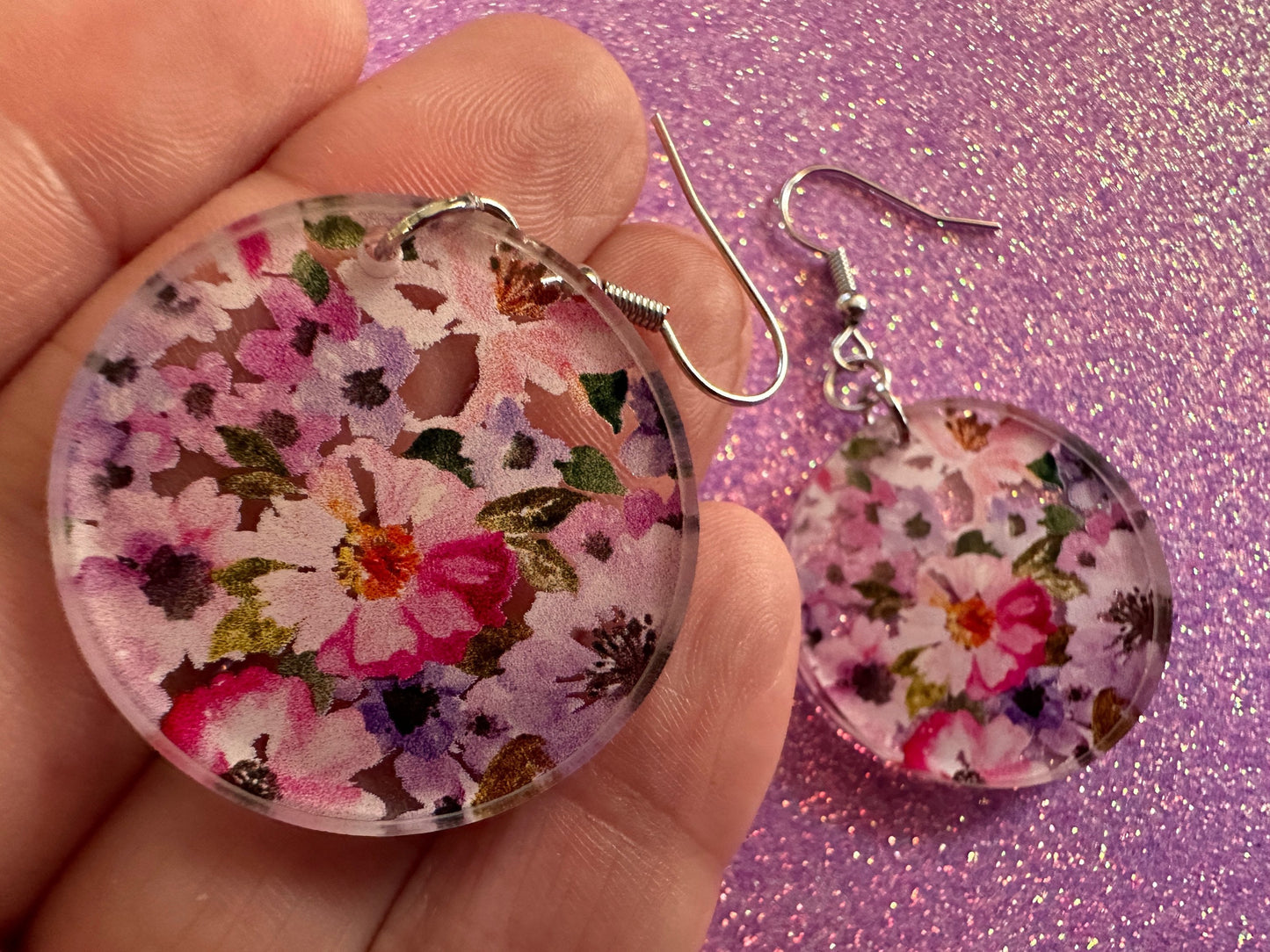 Pink & Purple Flower Earrings: Laser Cut Acrylic Flowers, Floral, Plants, Gardening, Summer Vibes, Bouquet, Best Gifts for Her/Him/Them