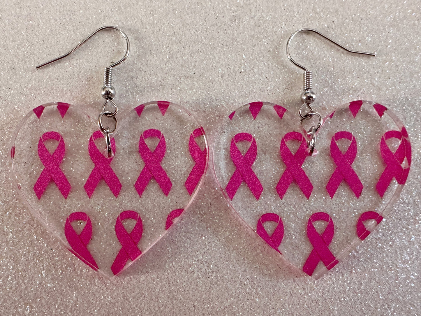 Pink Ribbon Earrings: Laser Cut Acrylic Awareness Ribbons, Activism, Good Cause, Breast Cancer, October, Boobs, Best Gifts for Her/Him/Them