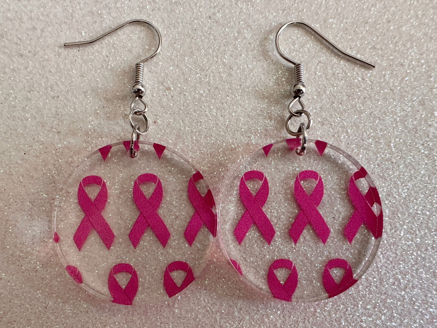 Pink Ribbon Earrings: Laser Cut Acrylic Awareness Ribbons, Activism, Good Cause, Breast Cancer, October, Boobs, Best Gifts for Her/Him/Them
