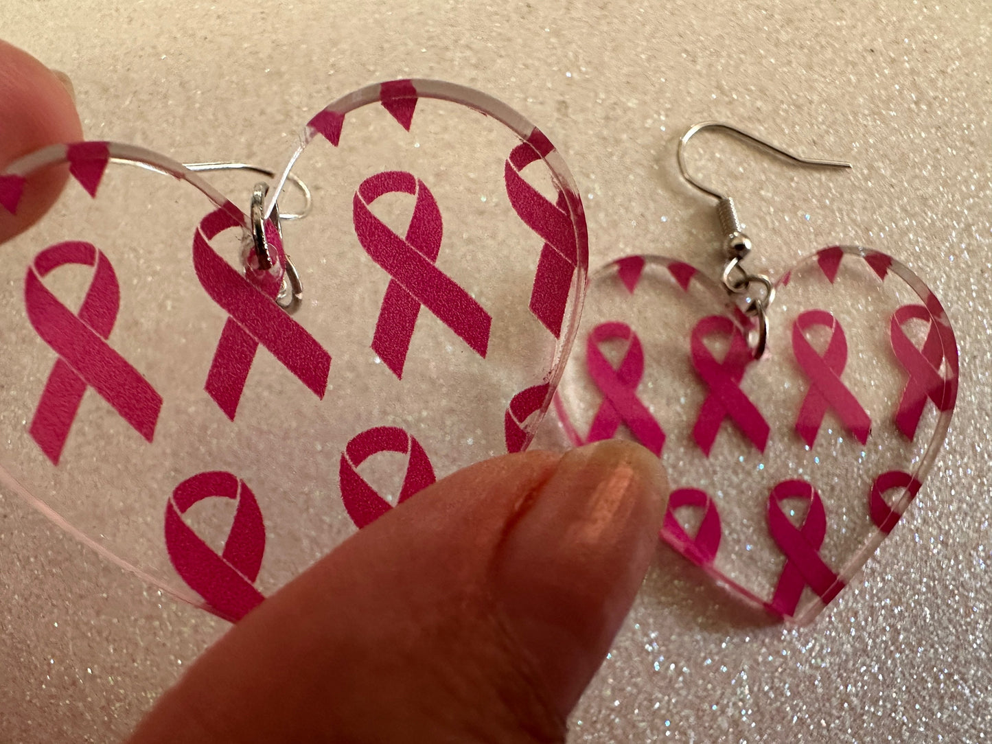 Pink Ribbon Earrings: Laser Cut Acrylic Awareness Ribbons, Activism, Good Cause, Breast Cancer, October, Boobs, Best Gifts for Her/Him/Them