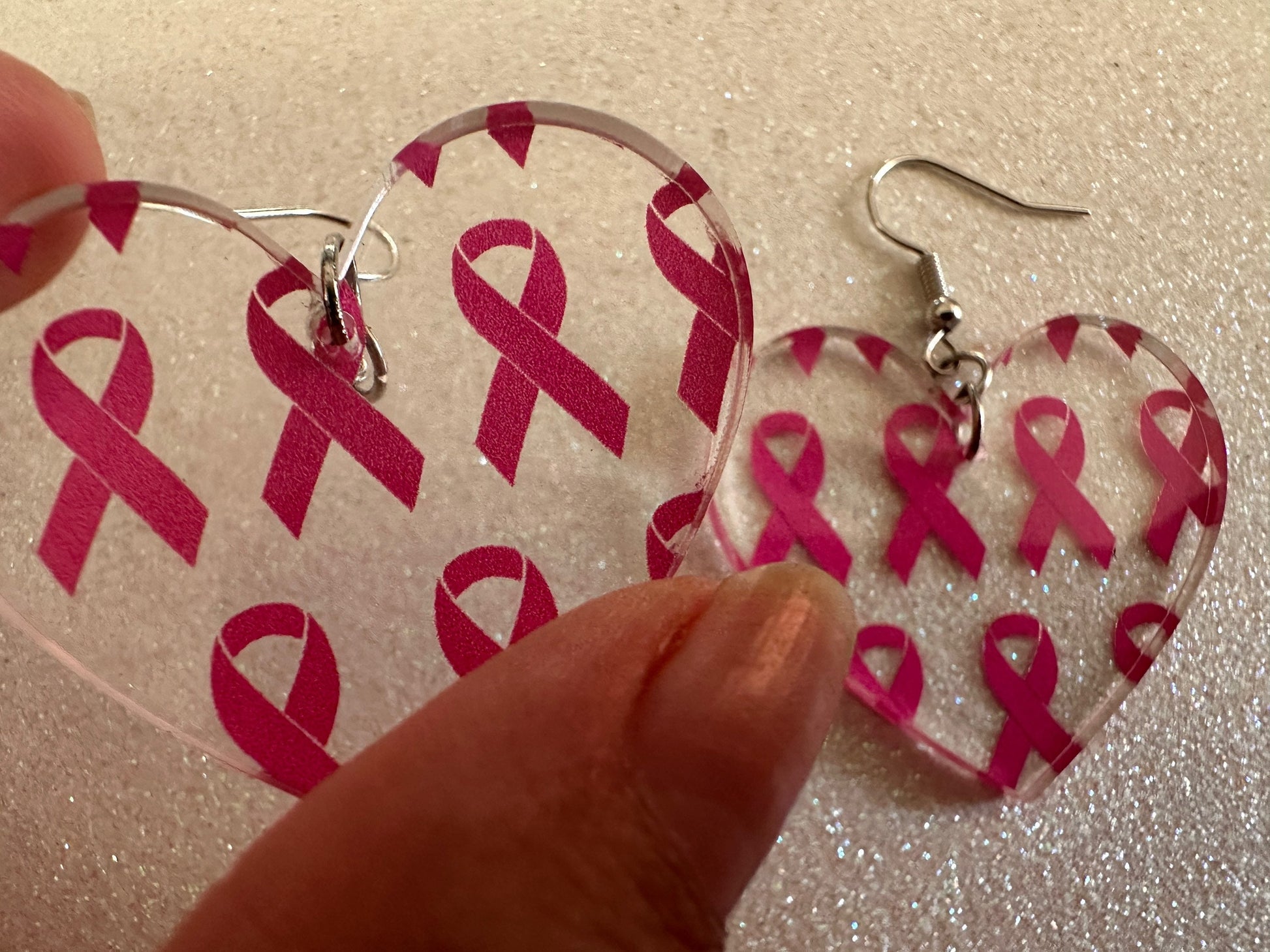 Pink Ribbon Earrings: Laser Cut Acrylic Awareness Ribbons, Activism, Good Cause, Breast Cancer, October, Boobs, Best Gifts for Her/Him/Them