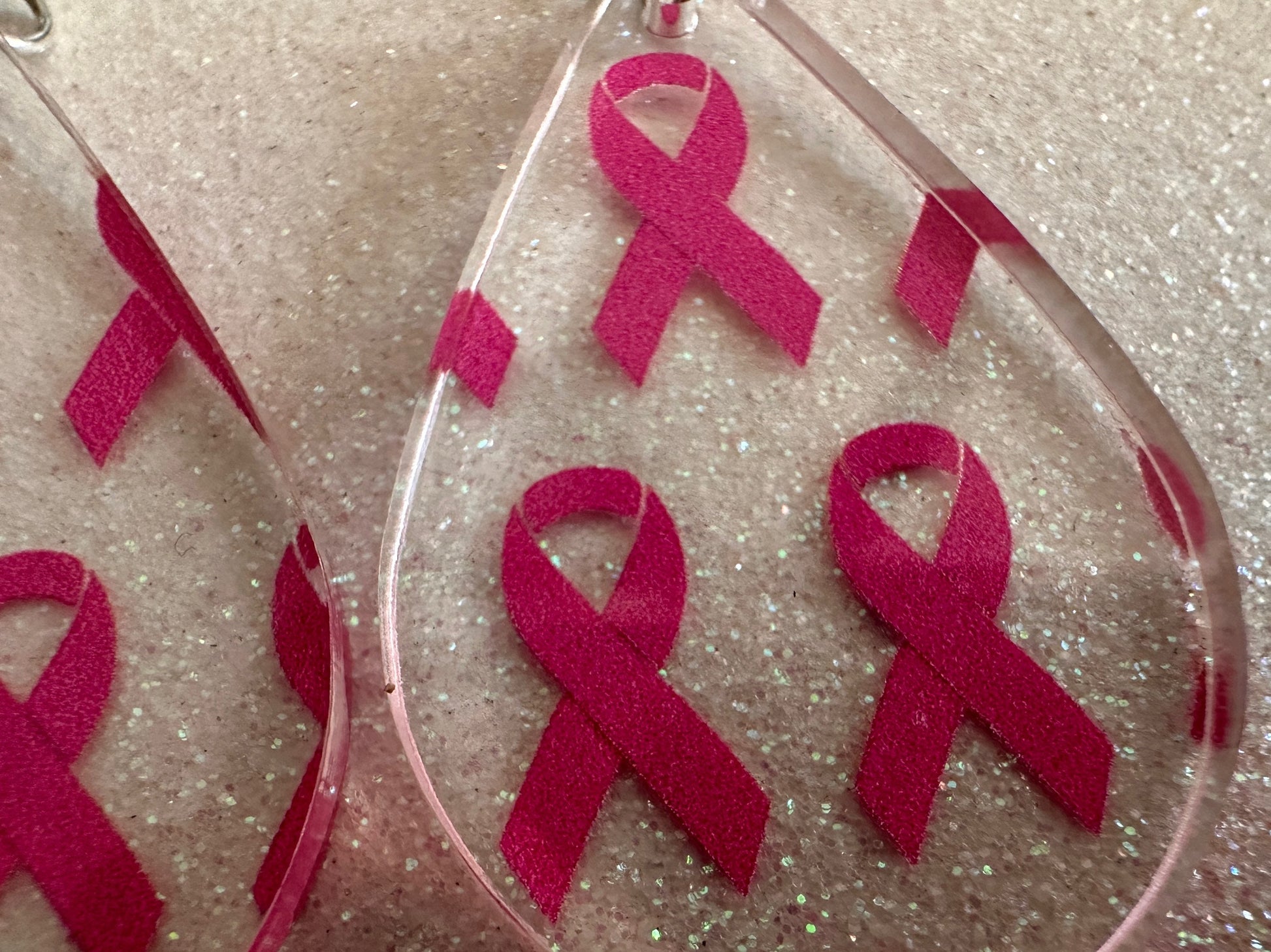 Pink Ribbon Earrings: Laser Cut Acrylic Awareness Ribbons, Activism, Good Cause, Breast Cancer, October, Boobs, Best Gifts for Her/Him/Them