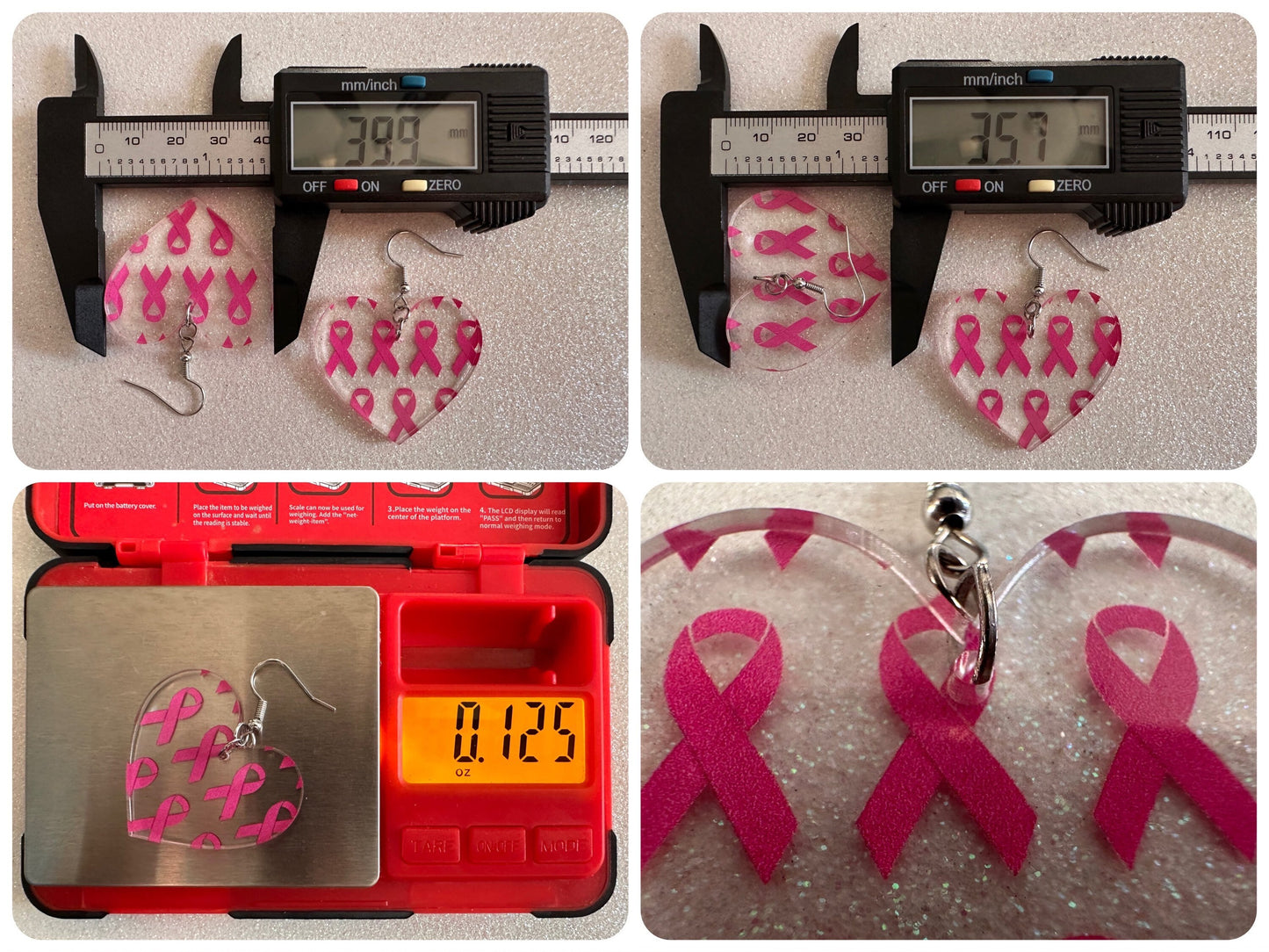 Pink Ribbon Earrings: Laser Cut Acrylic Awareness Ribbons, Activism, Good Cause, Breast Cancer, October, Boobs, Best Gifts for Her/Him/Them