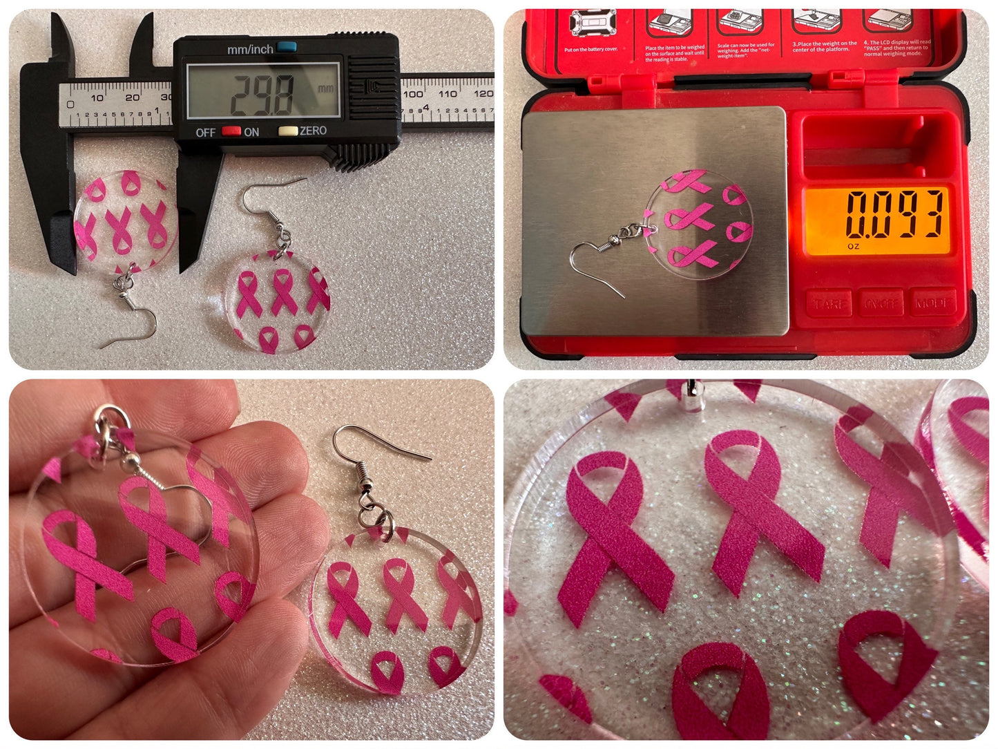 Pink Ribbon Earrings: Laser Cut Acrylic Awareness Ribbons, Activism, Good Cause, Breast Cancer, October, Boobs, Best Gifts for Her/Him/Them