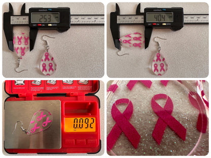 Pink Ribbon Earrings: Laser Cut Acrylic Awareness Ribbons, Activism, Good Cause, Breast Cancer, October, Boobs, Best Gifts for Her/Him/Them