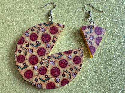 Pizza Earrings: Laser Cut Acrylic Pizzas, Fast Food, Party, Junk Food Earrings, Comfort Food Earrings, Pepperoni, Gifts for Her/Him/Them