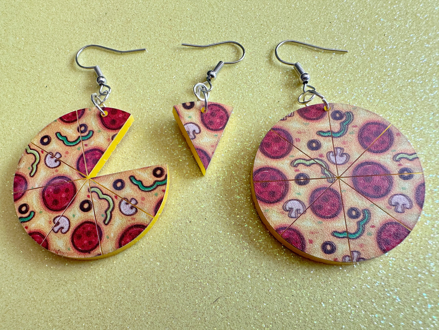 Pizza Earrings: Laser Cut Acrylic Pizzas, Fast Food, Party, Junk Food Earrings, Comfort Food Earrings, Pepperoni, Gifts for Her/Him/Them