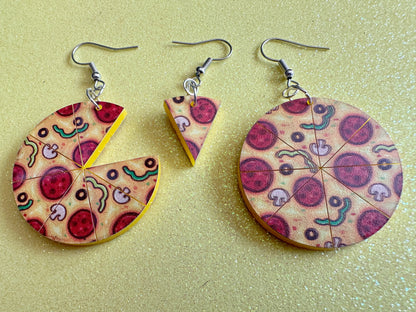 Pizza Earrings: Laser Cut Acrylic Pizzas, Fast Food, Party, Junk Food Earrings, Comfort Food Earrings, Pepperoni, Gifts for Her/Him/Them