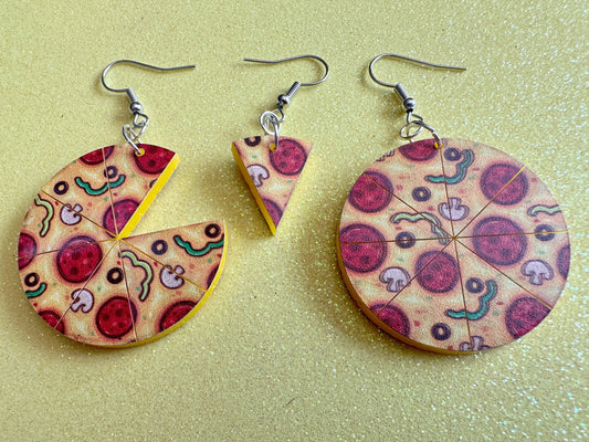 Pizza Earrings: Laser Cut Acrylic Pizzas, Fast Food, Party, Junk Food Earrings, Comfort Food Earrings, Pepperoni, Gifts for Her/Him/Them