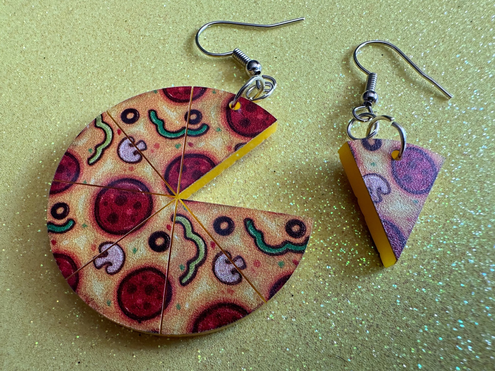 Pizza Earrings: Laser Cut Acrylic Pizzas, Fast Food, Party, Junk Food Earrings, Comfort Food Earrings, Pepperoni, Gifts for Her/Him/Them