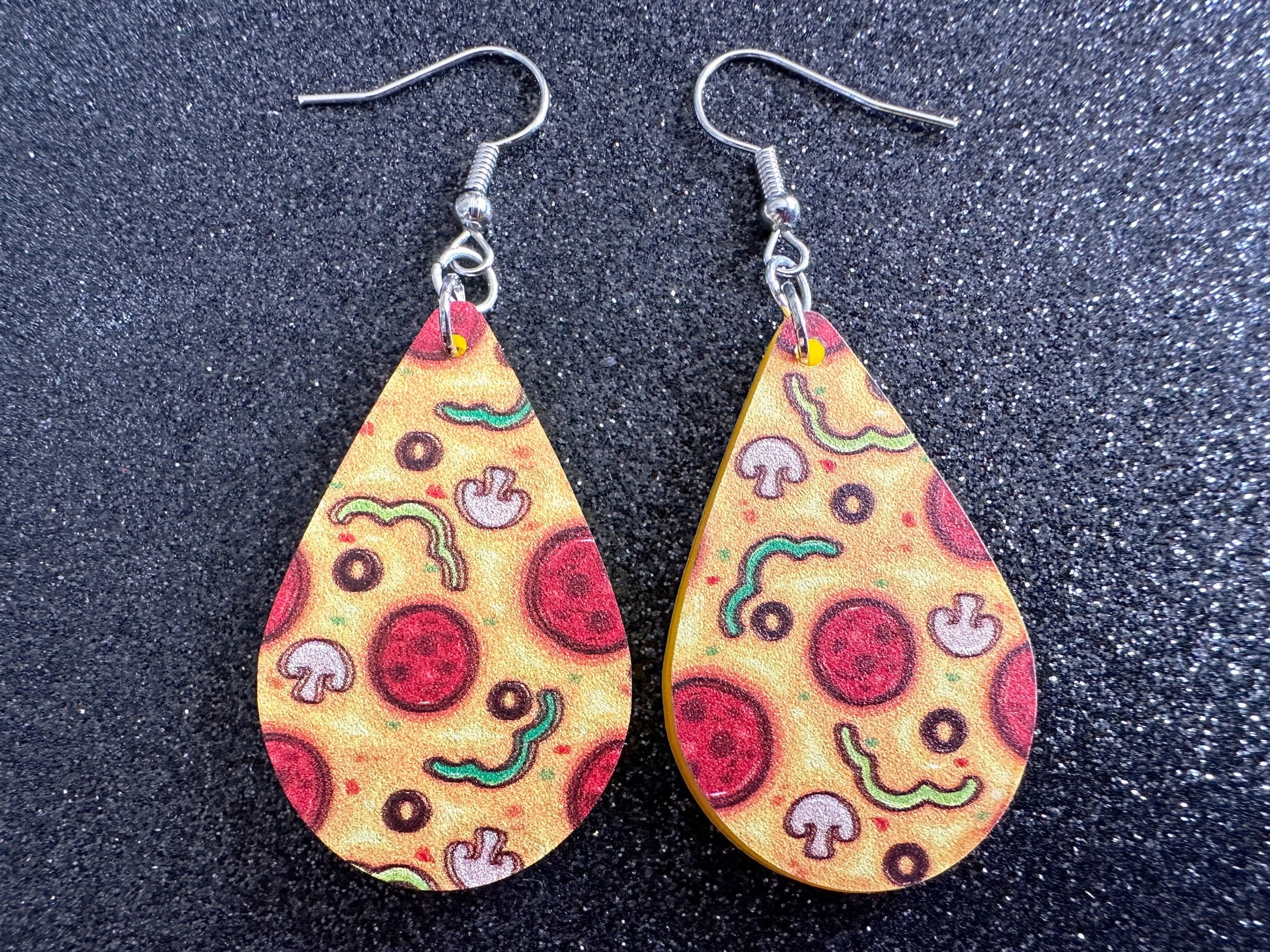 Pizza Earrings: Laser Cut Acrylic Pizzas, Fast Food, Party, Junk Food Earrings, Comfort Food Earrings, Pepperoni, Gifts for Her/Him/Them