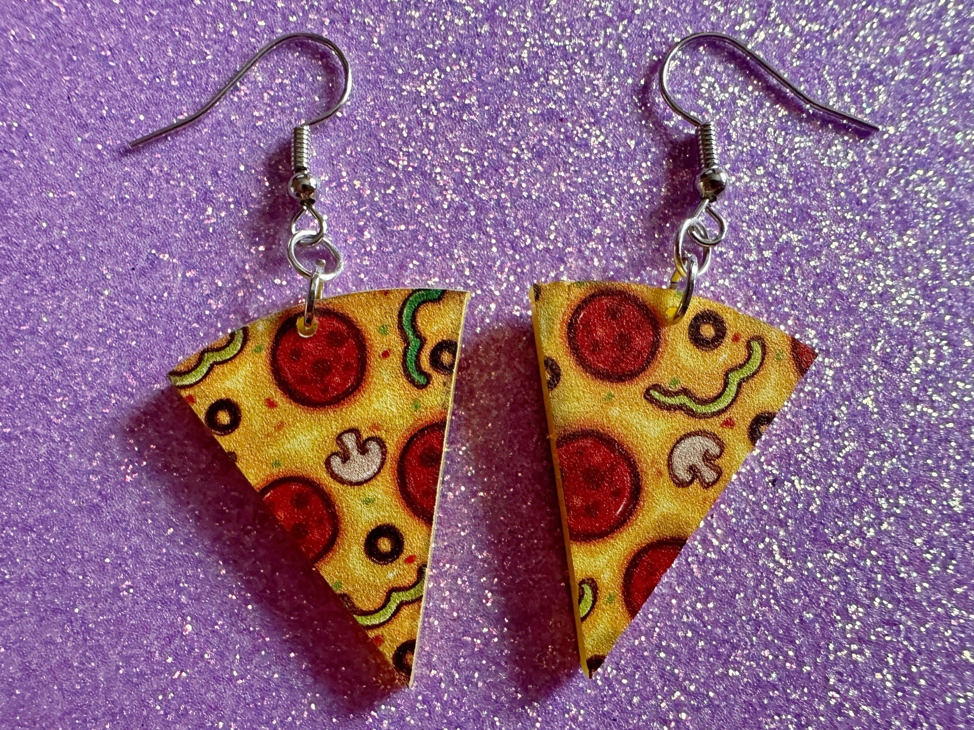 Pizza Earrings: Laser Cut Acrylic Pizzas, Fast Food, Party, Junk Food Earrings, Comfort Food Earrings, Pepperoni, Gifts for Her/Him/Them