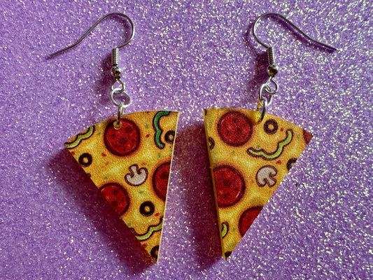 Pizza Earrings: Laser Cut Acrylic Pizzas, Fast Food, Party, Junk Food Earrings, Comfort Food Earrings, Pepperoni, Gifts for Her/Him/Them