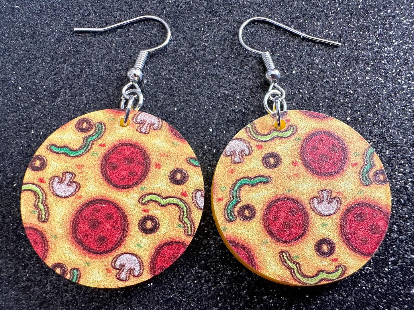 Pizza Earrings: Laser Cut Acrylic Pizzas, Fast Food, Party, Junk Food Earrings, Comfort Food Earrings, Pepperoni, Gifts for Her/Him/Them