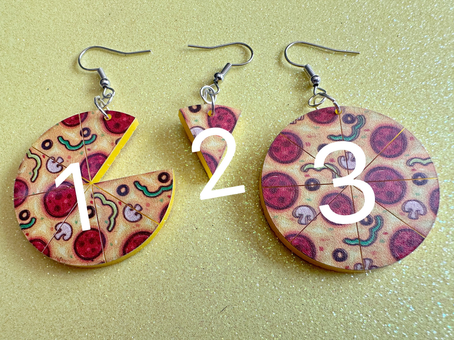 Pizza Earrings: Laser Cut Acrylic Pizzas, Fast Food, Party, Junk Food Earrings, Comfort Food Earrings, Pepperoni, Gifts for Her/Him/Them