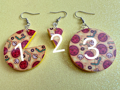 Pizza Earrings: Laser Cut Acrylic Pizzas, Fast Food, Party, Junk Food Earrings, Comfort Food Earrings, Pepperoni, Gifts for Her/Him/Them