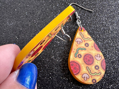 Pizza Earrings: Laser Cut Acrylic Pizzas, Fast Food, Party, Junk Food Earrings, Comfort Food Earrings, Pepperoni, Gifts for Her/Him/Them