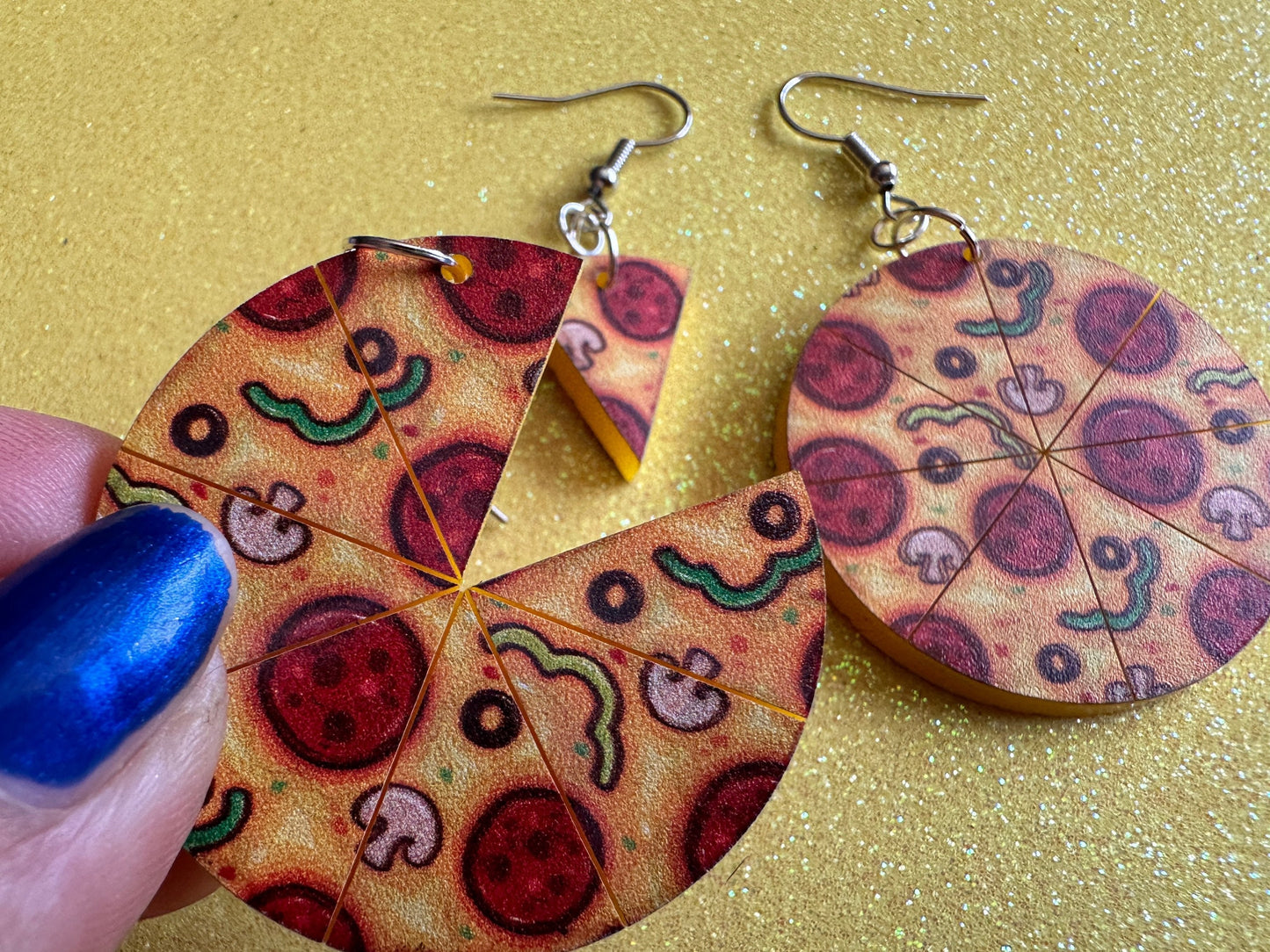 Pizza Earrings: Laser Cut Acrylic Pizzas, Fast Food, Party, Junk Food Earrings, Comfort Food Earrings, Pepperoni, Gifts for Her/Him/Them