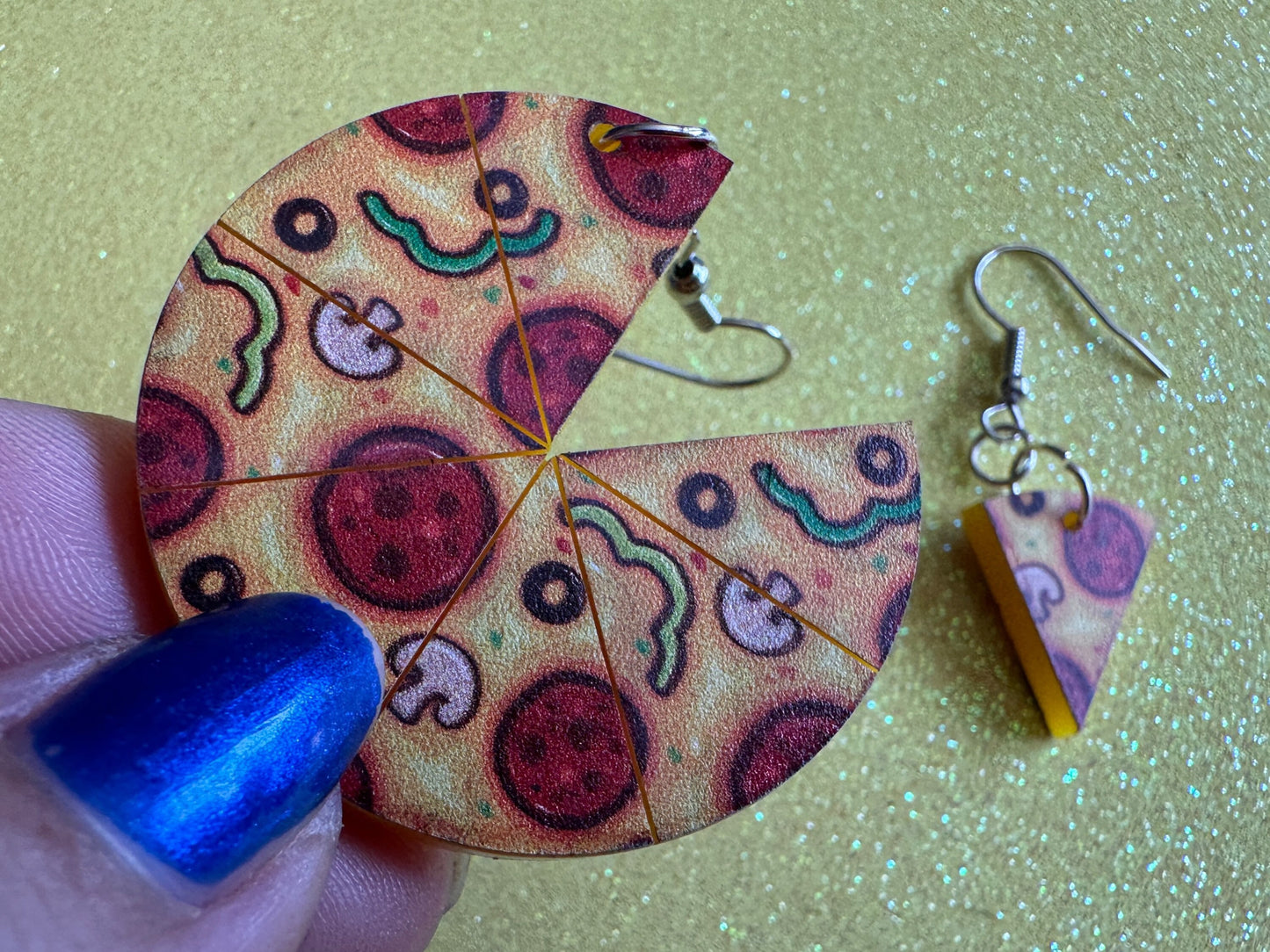 Pizza Earrings: Laser Cut Acrylic Pizzas, Fast Food, Party, Junk Food Earrings, Comfort Food Earrings, Pepperoni, Gifts for Her/Him/Them