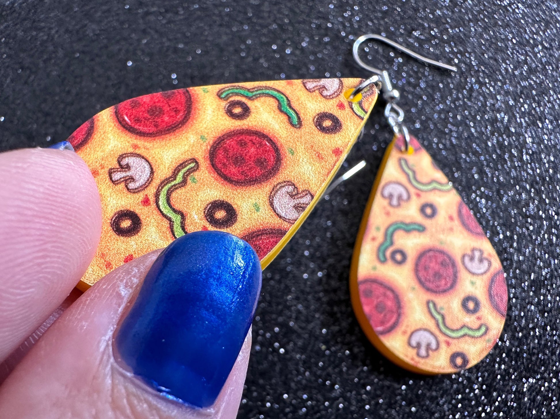 Pizza Earrings: Laser Cut Acrylic Pizzas, Fast Food, Party, Junk Food Earrings, Comfort Food Earrings, Pepperoni, Gifts for Her/Him/Them