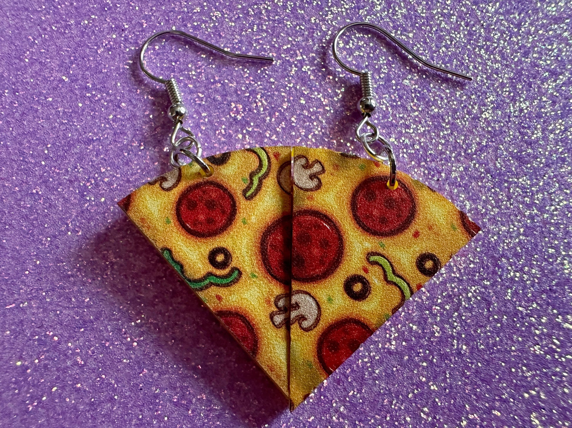 Pizza Earrings: Laser Cut Acrylic Pizzas, Fast Food, Party, Junk Food Earrings, Comfort Food Earrings, Pepperoni, Gifts for Her/Him/Them