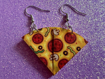 Pizza Earrings: Laser Cut Acrylic Pizzas, Fast Food, Party, Junk Food Earrings, Comfort Food Earrings, Pepperoni, Gifts for Her/Him/Them