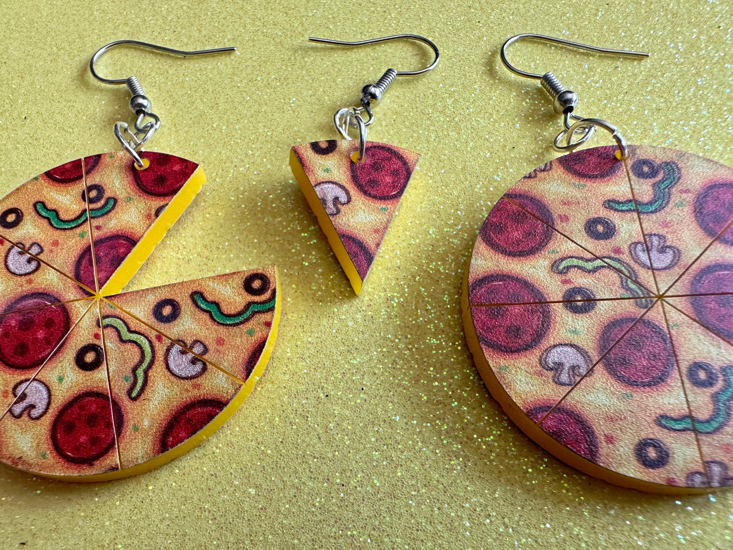 Pizza Earrings: Laser Cut Acrylic Pizzas, Fast Food, Party, Junk Food Earrings, Comfort Food Earrings, Pepperoni, Gifts for Her/Him/Them