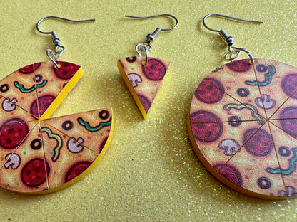 Pizza Earrings: Laser Cut Acrylic Pizzas, Fast Food, Party, Junk Food Earrings, Comfort Food Earrings, Pepperoni, Gifts for Her/Him/Them