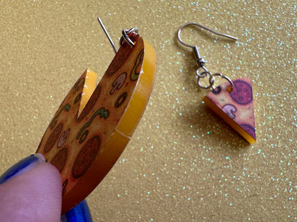 Pizza Earrings: Laser Cut Acrylic Pizzas, Fast Food, Party, Junk Food Earrings, Comfort Food Earrings, Pepperoni, Gifts for Her/Him/Them