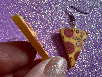 Pizza Earrings: Laser Cut Acrylic Pizzas, Fast Food, Party, Junk Food Earrings, Comfort Food Earrings, Pepperoni, Gifts for Her/Him/Them