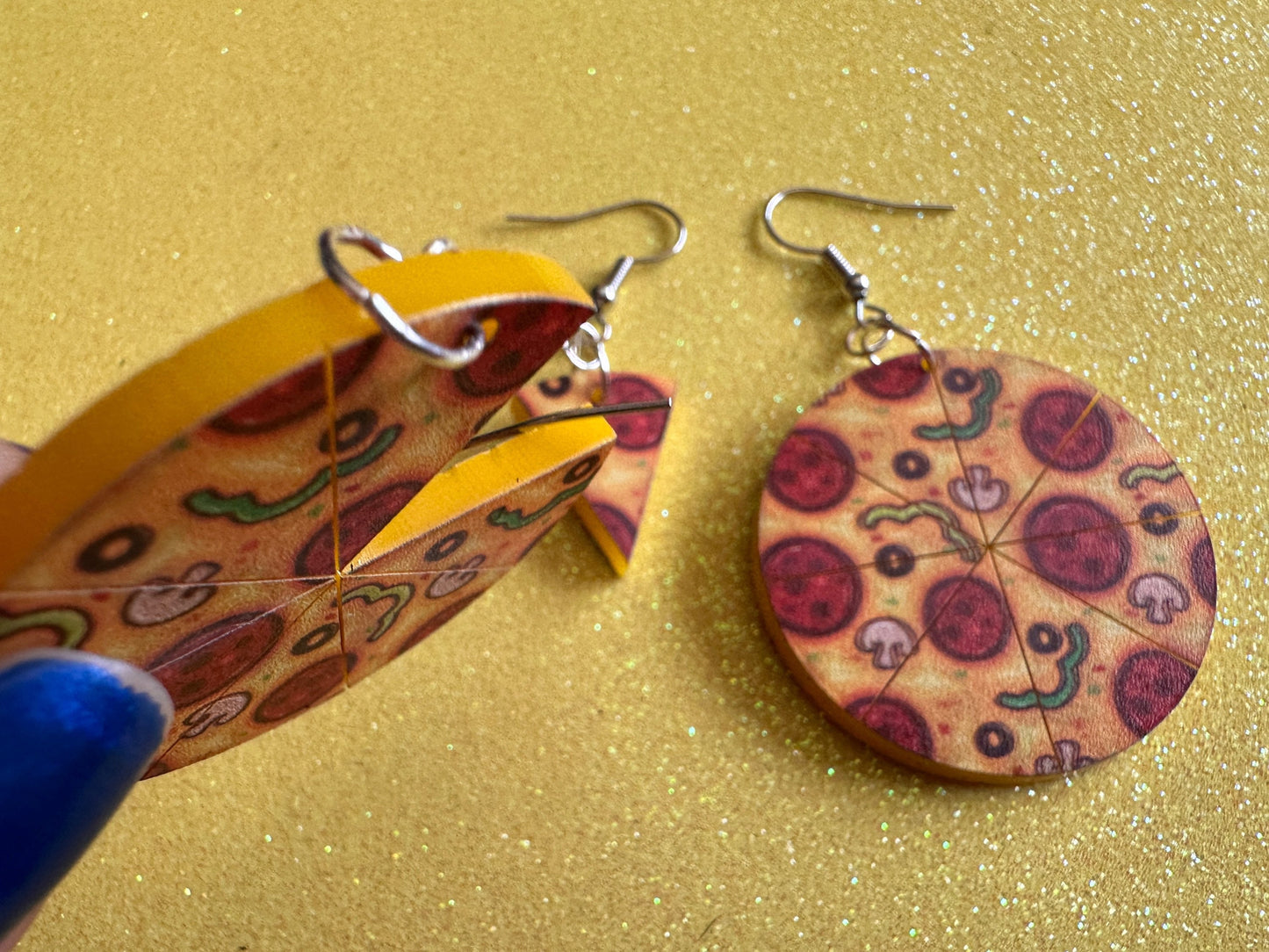 Pizza Earrings: Laser Cut Acrylic Pizzas, Fast Food, Party, Junk Food Earrings, Comfort Food Earrings, Pepperoni, Gifts for Her/Him/Them