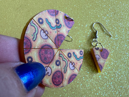 Pizza Earrings: Laser Cut Acrylic Pizzas, Fast Food, Party, Junk Food Earrings, Comfort Food Earrings, Pepperoni, Gifts for Her/Him/Them
